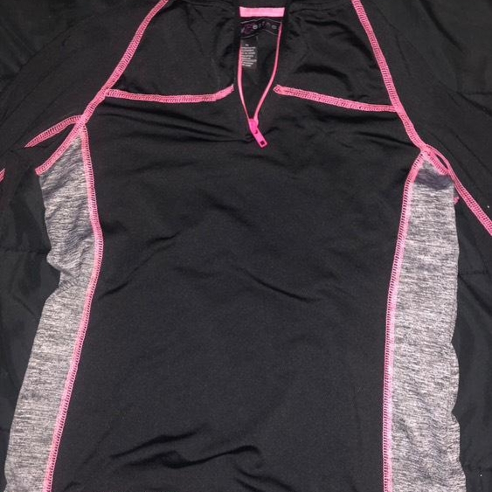 Polly & Esther Black Top with Pink Trim